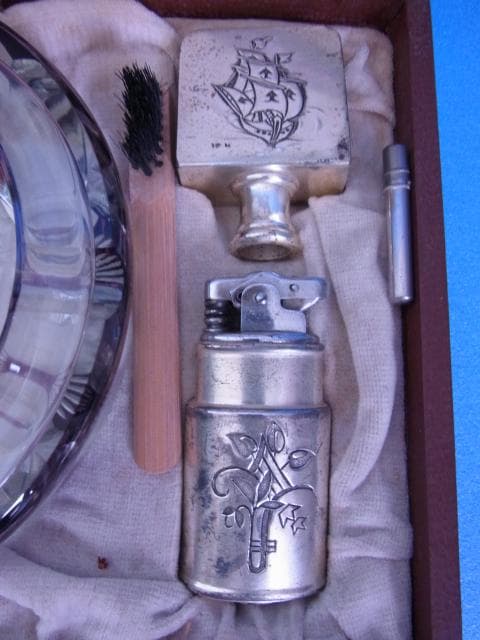 未使用品　和ガラス　切子　煙草セット　三越　戦前　デットストック　昭和レトロ