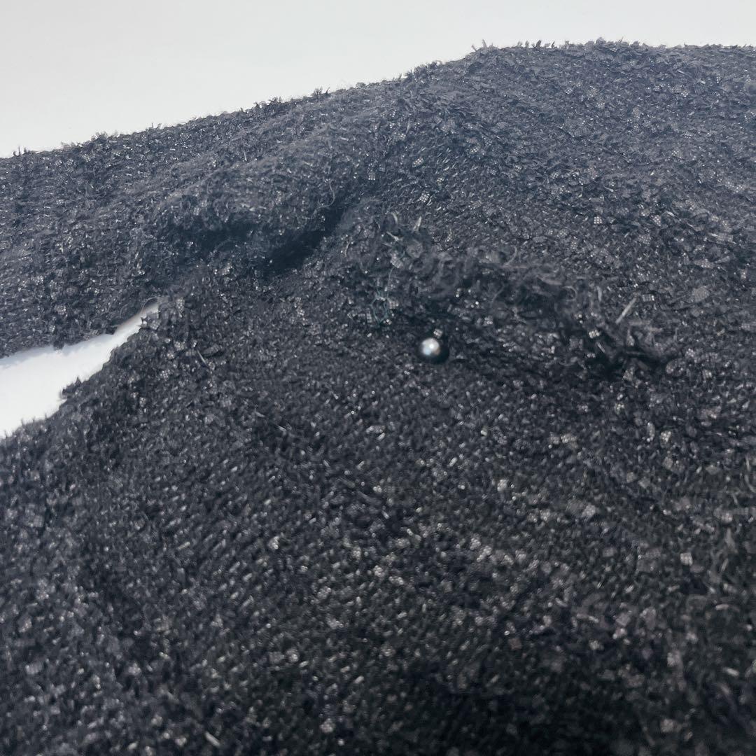 SOEJUソージュ ツイードライクニットジャケット ブラック F カーディガン