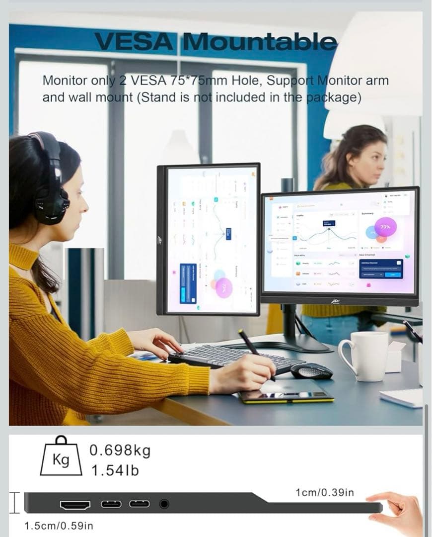 【新品未開封】モバイルモニター 16インチ Kenowa 1920x1200