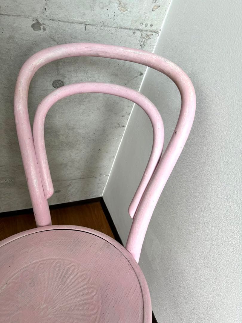アンティークチェア　丸椅子　ピンク　ペイント家具　フランス