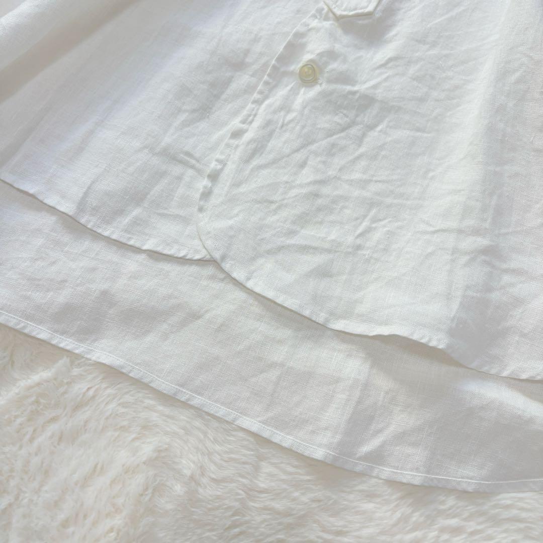 未使用タグ＊45R　スタンドカラー　ブラウス　ホワイト　リネン100%