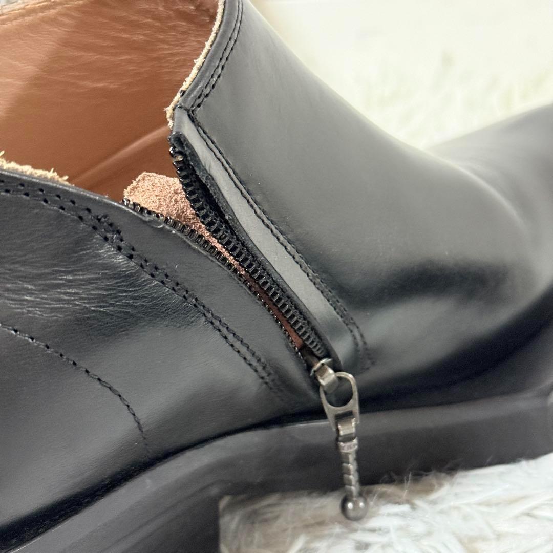 極美品✨エイティス　ロメオ　レザーアンクルブーツ　サイドジップ　ブラック　38