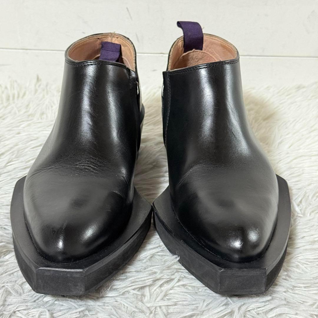 極美品✨エイティス　ロメオ　レザーアンクルブーツ　サイドジップ　ブラック　38