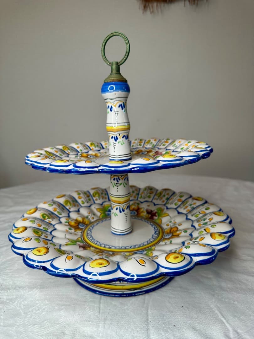 スペイン タラベラ焼き 2段式ケーキスタンド