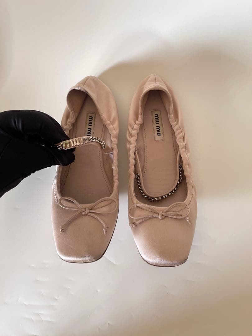 正規品ミュウミュウmiu miu フラットシューズバレエシューズ 37.5