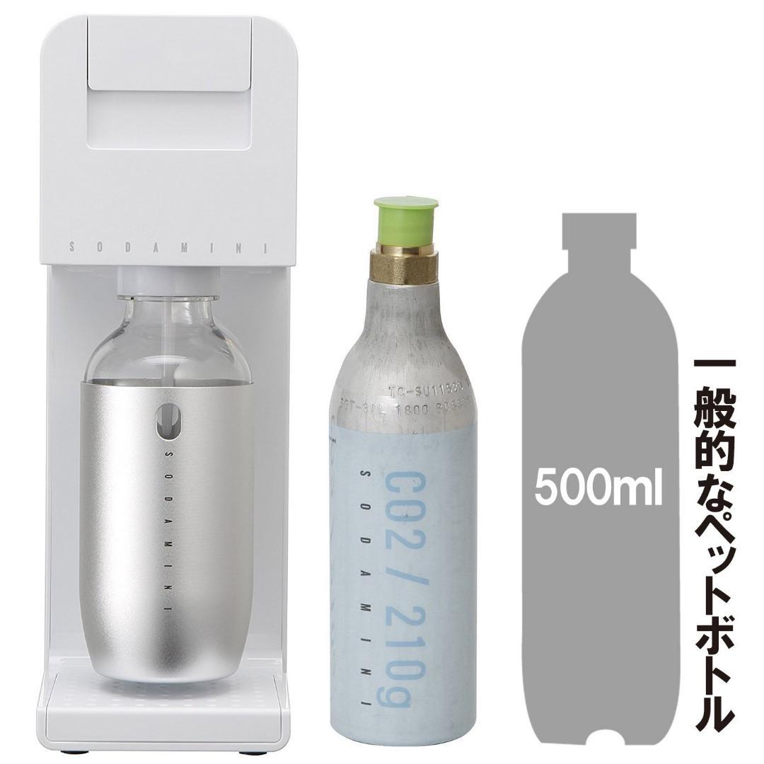 新品 SODAMINI 炭酸水メーカー CO2ボンベ・アルミアウターボトル付き