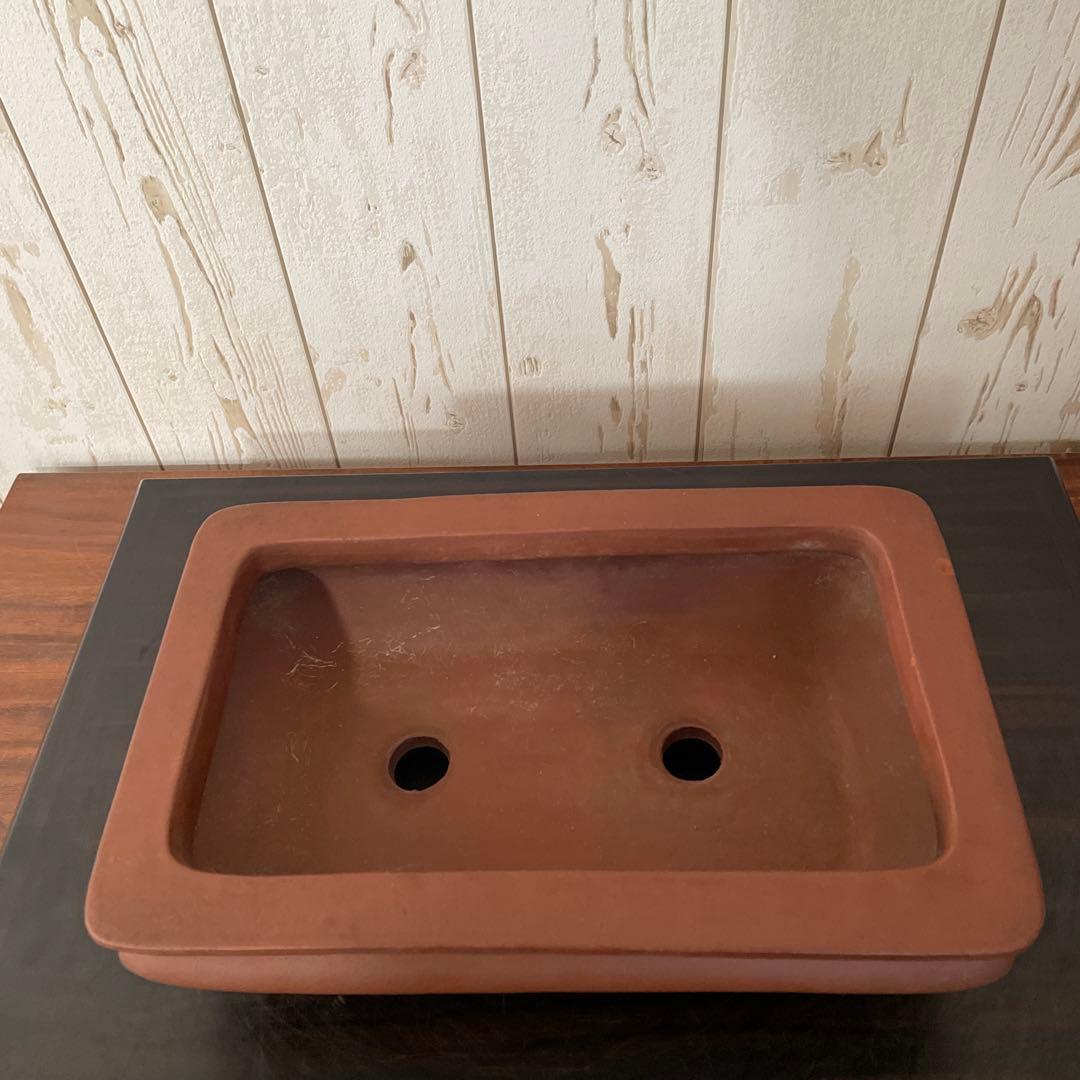 盆栽鉢　時代鉢　大正鉢　植木鉢　常滑焼　朱泥　袋式　雲足　呉推周製