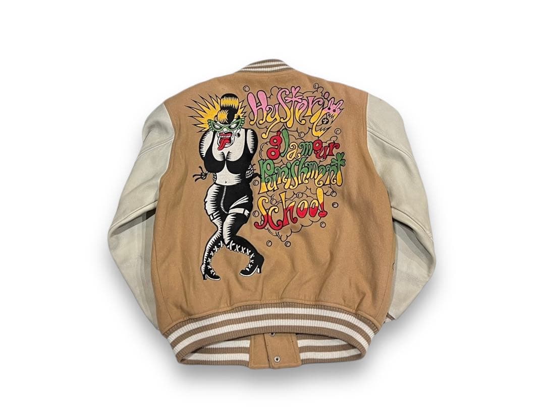 レア90s【HYSTERIC GLAMOUR】袖レザー ウール スタジャン