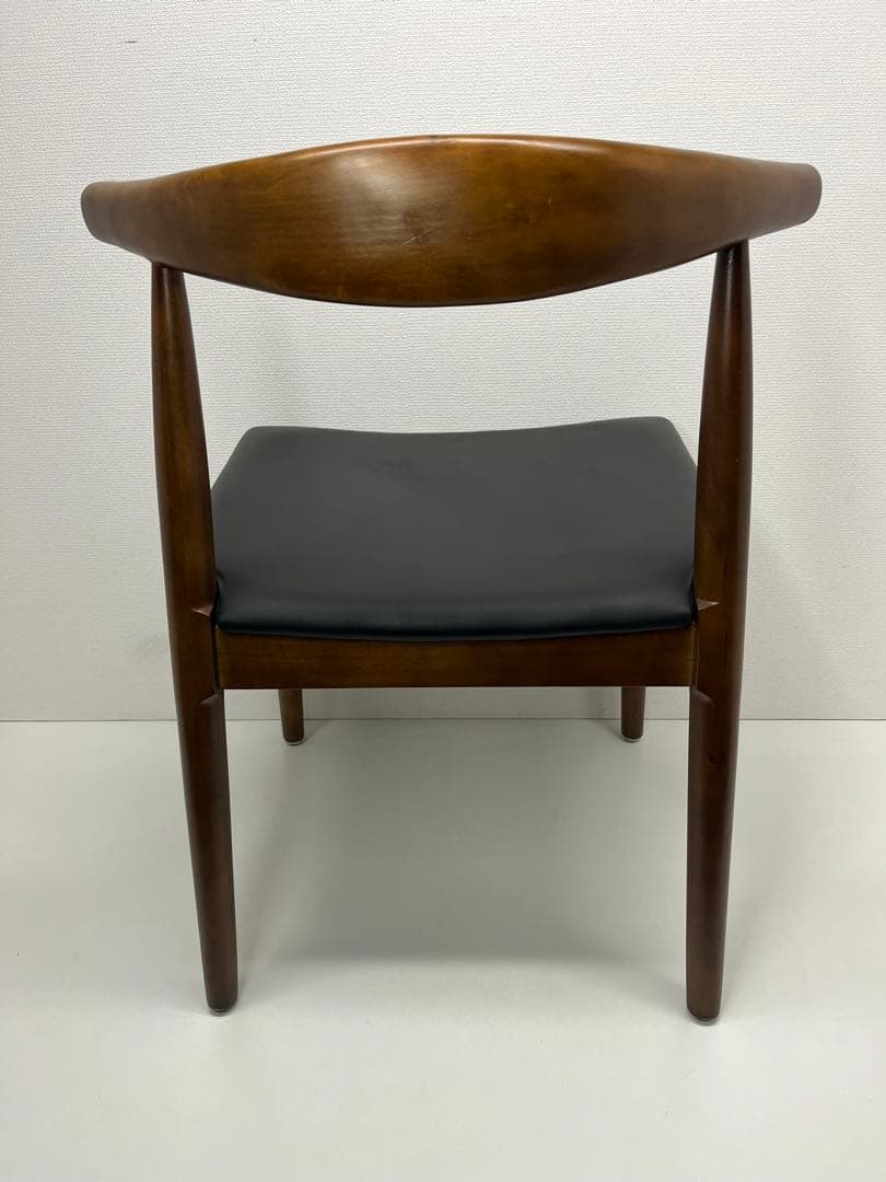 デザイナーズチェア 木製 ダイニングチェア ウッドチェア PU座面 ブラウン