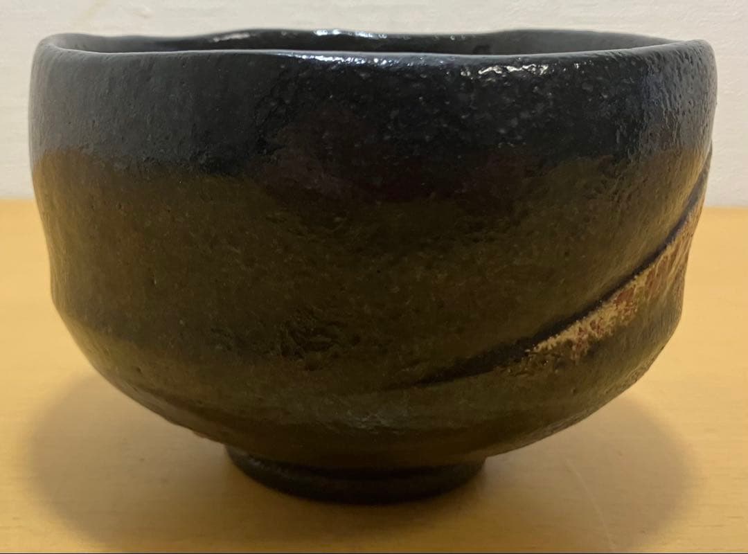 【京焼】黒楽茶碗　抹茶椀　松楽造　富士山　茶道具　工芸品　骨董品