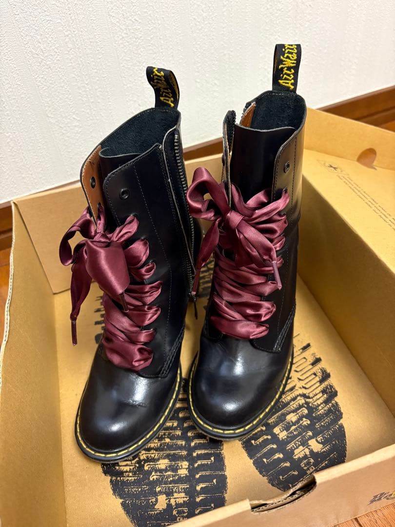 ドクターマーチン　サイドジップ　ブラック　UK4 23cm リボン　sadie