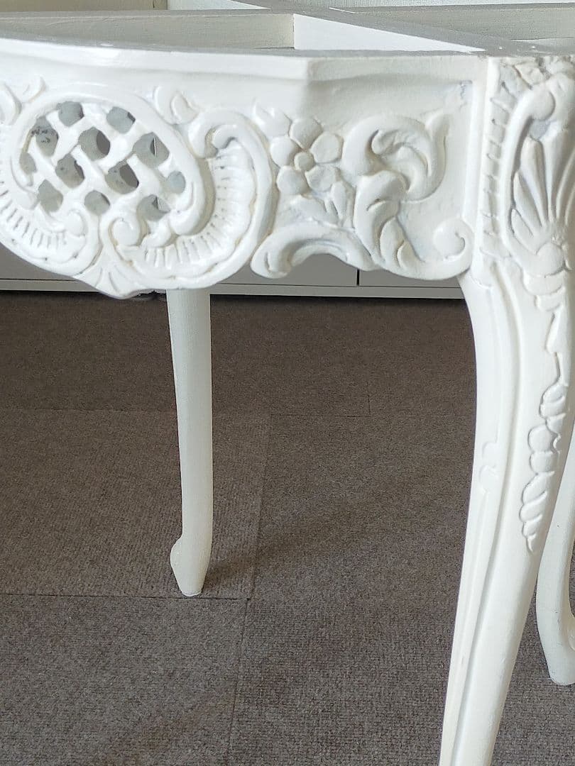 猫脚 イタリア アンティーク 大理石 ホワイトテーブル