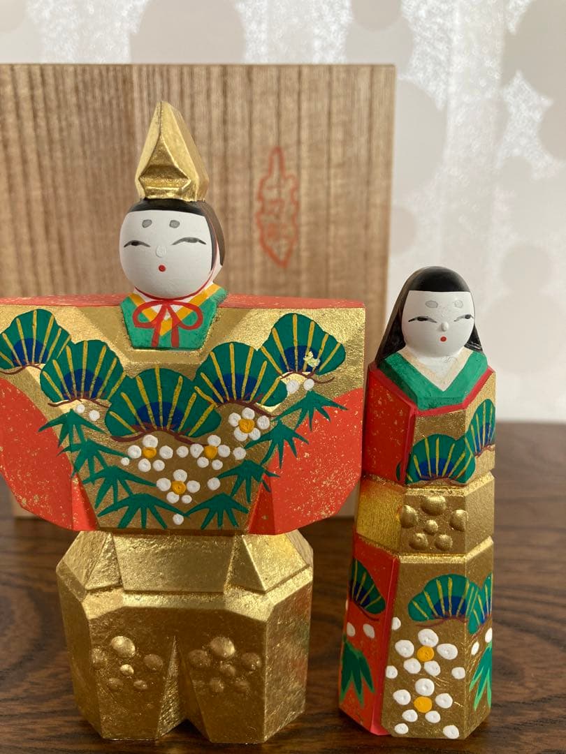 奈良　一刀彫り　雛人形　川口　神泉　作　初代神泉
