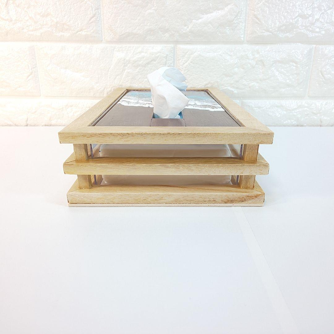 【1203】オーシャンアート　ティッシュケース　インテリア雑貨　レジンアート