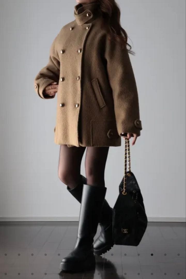 コンバーチブルカラーウールミディコート / Madder vintage