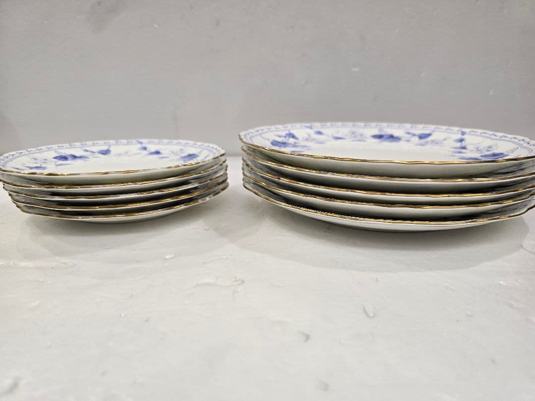 MT591 美品 ナルミ ボーンチャイナ ソラリア 大皿5枚小皿5枚セット 食器