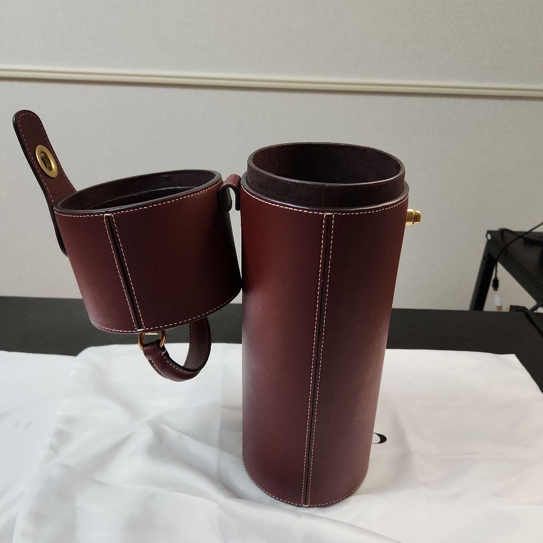 COACH バーガンディ レザー水筒カバー