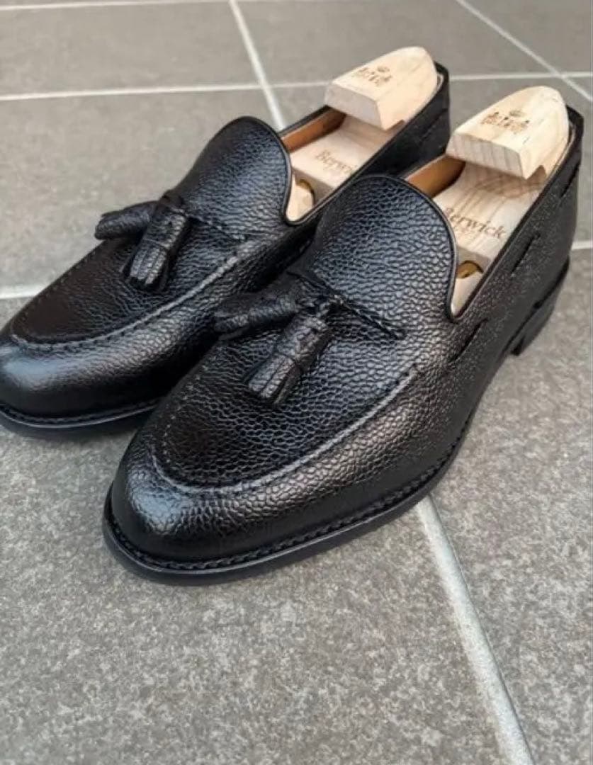 Berwick タッセルローファー UK7.5 4340CCDA BK シボ革