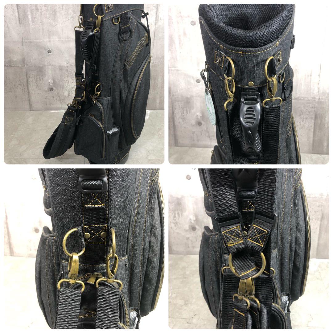 19golf　キャディバッグ　メンズゴルフ　デニム生地　スタンド式　4点固定