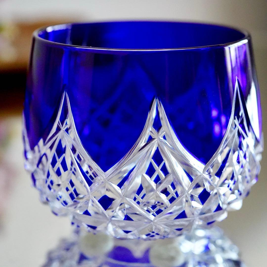 美品★希少オールドバカラBACCARAT コルベール ブルー色被せ 小物入れ A