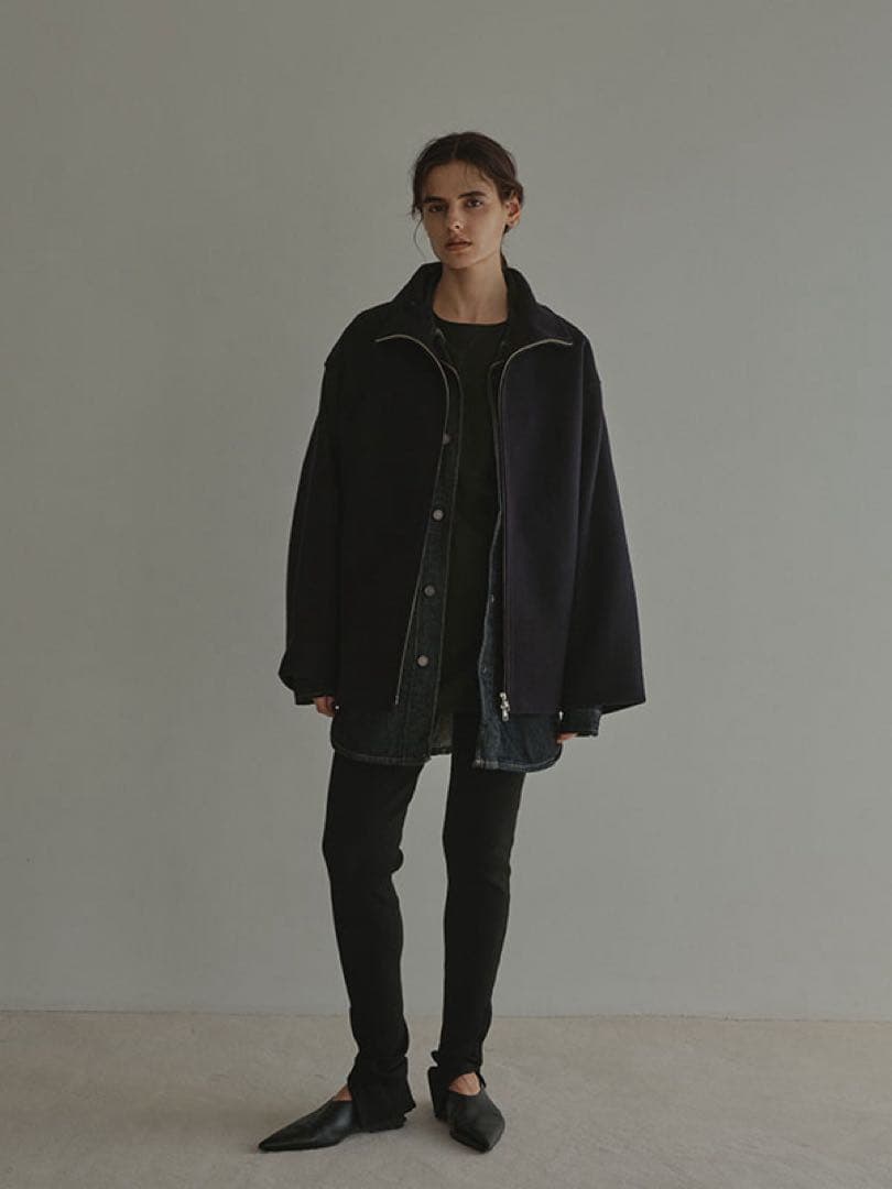 ETRE TOKYO メルトンスタンドネックリバーブルゾン Navy Sサイズ