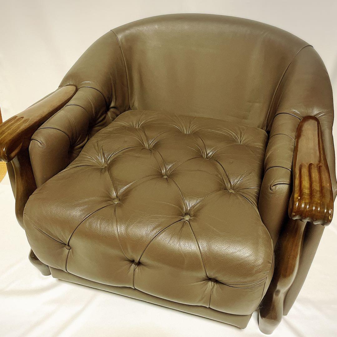 【極美品】マルニ木工 ベルサイユ 本革シングルソファ Mスムース