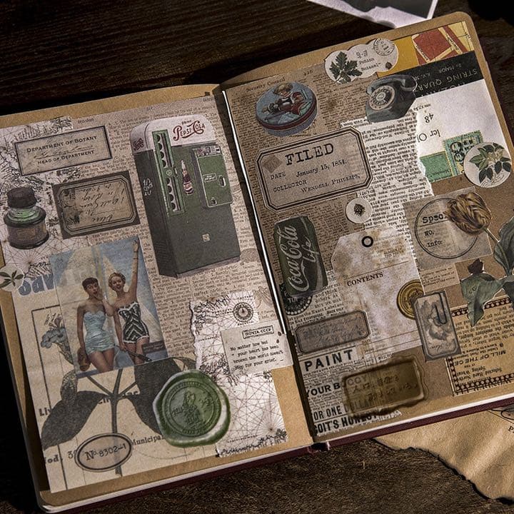 海外　時光浪漫舞曲シリーズ　ステッカーブック　コラージュペーパー　4種　240枚