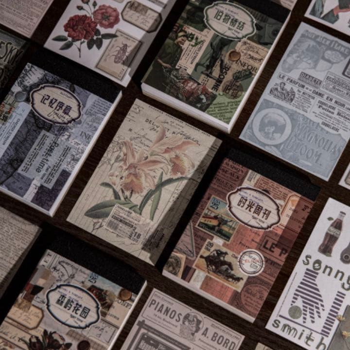 海外　時光浪漫舞曲シリーズ　ステッカーブック　コラージュペーパー　4種　240枚