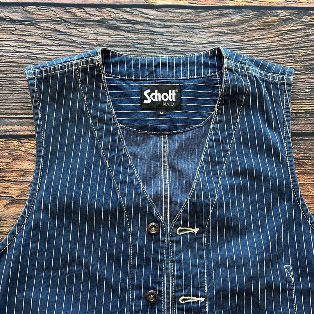 トップス Schott / denim hickory work vest