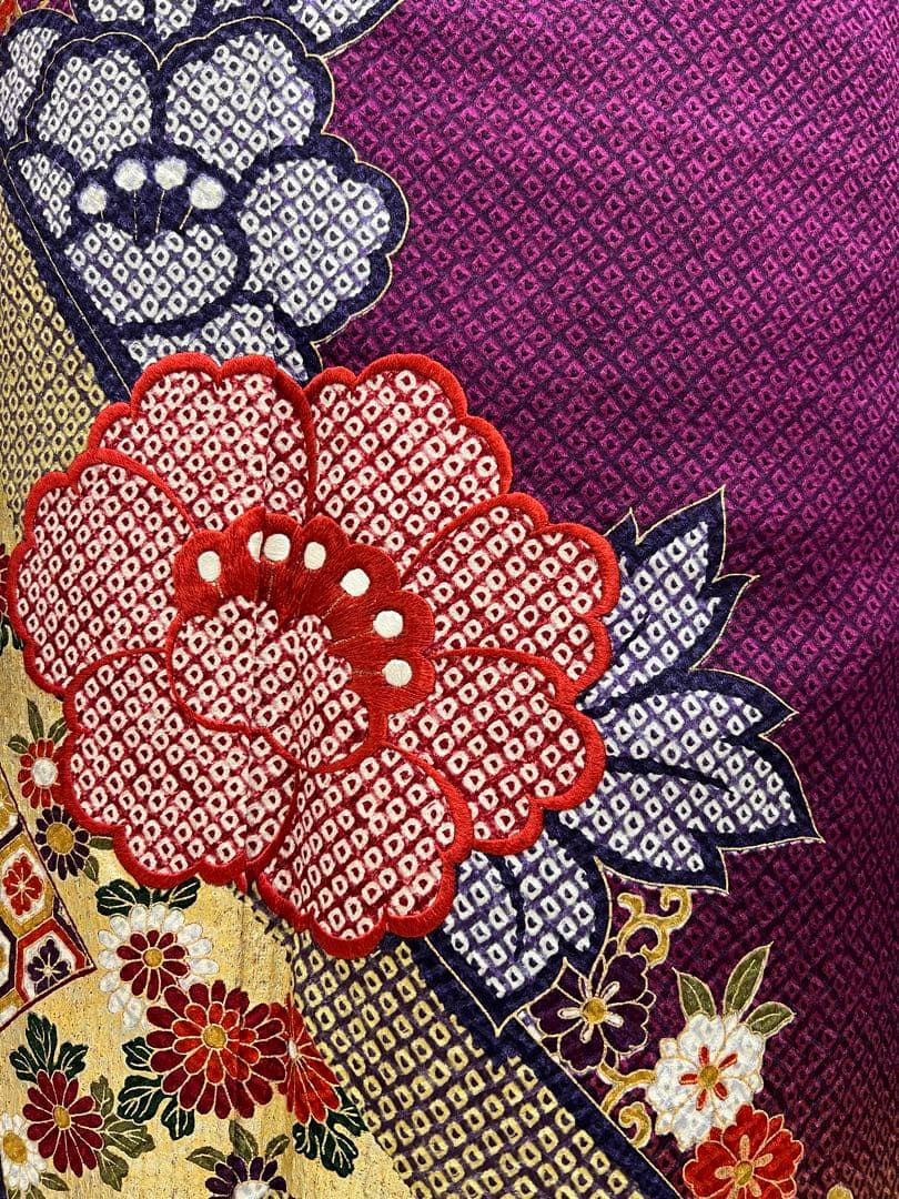 豪華　総絞り　振り袖　フルセット　別誂長襦袢付　成人式　金彩加工　刺繍入　702