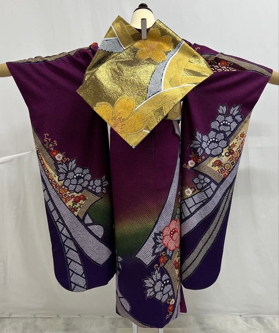 豪華　総絞り　振り袖　フルセット　別誂長襦袢付　成人式　金彩加工　刺繍入　702