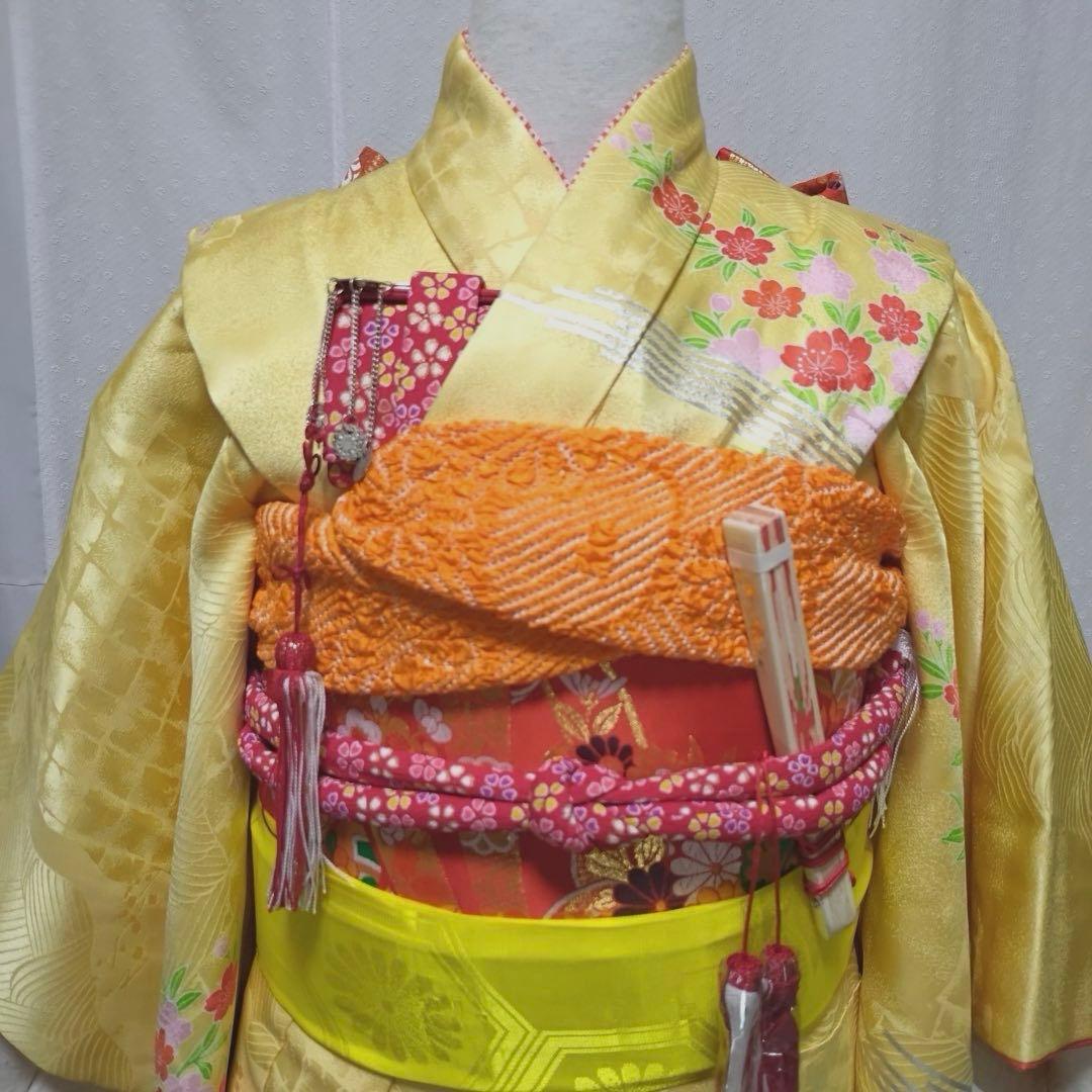 七五三　7歳　正絹着物　袋帯　小物セット　 比翼仕立て着物