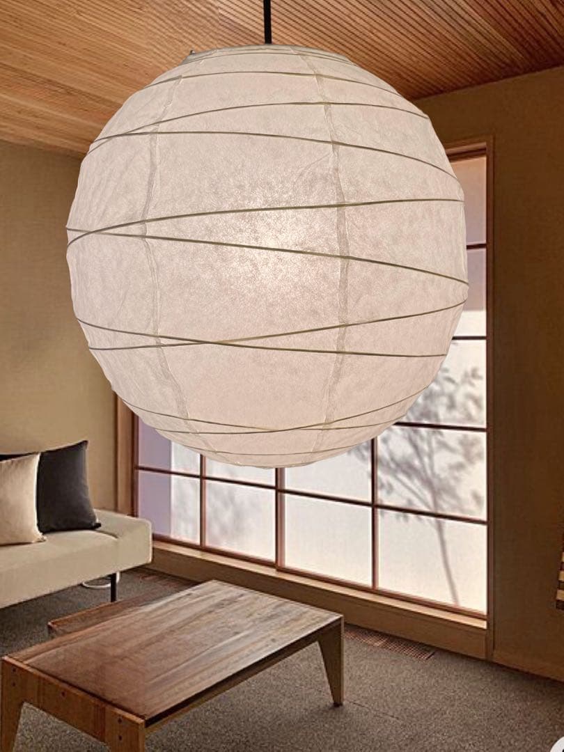 径46㎝丸和紙提灯白1灯具付き照明ペンダント