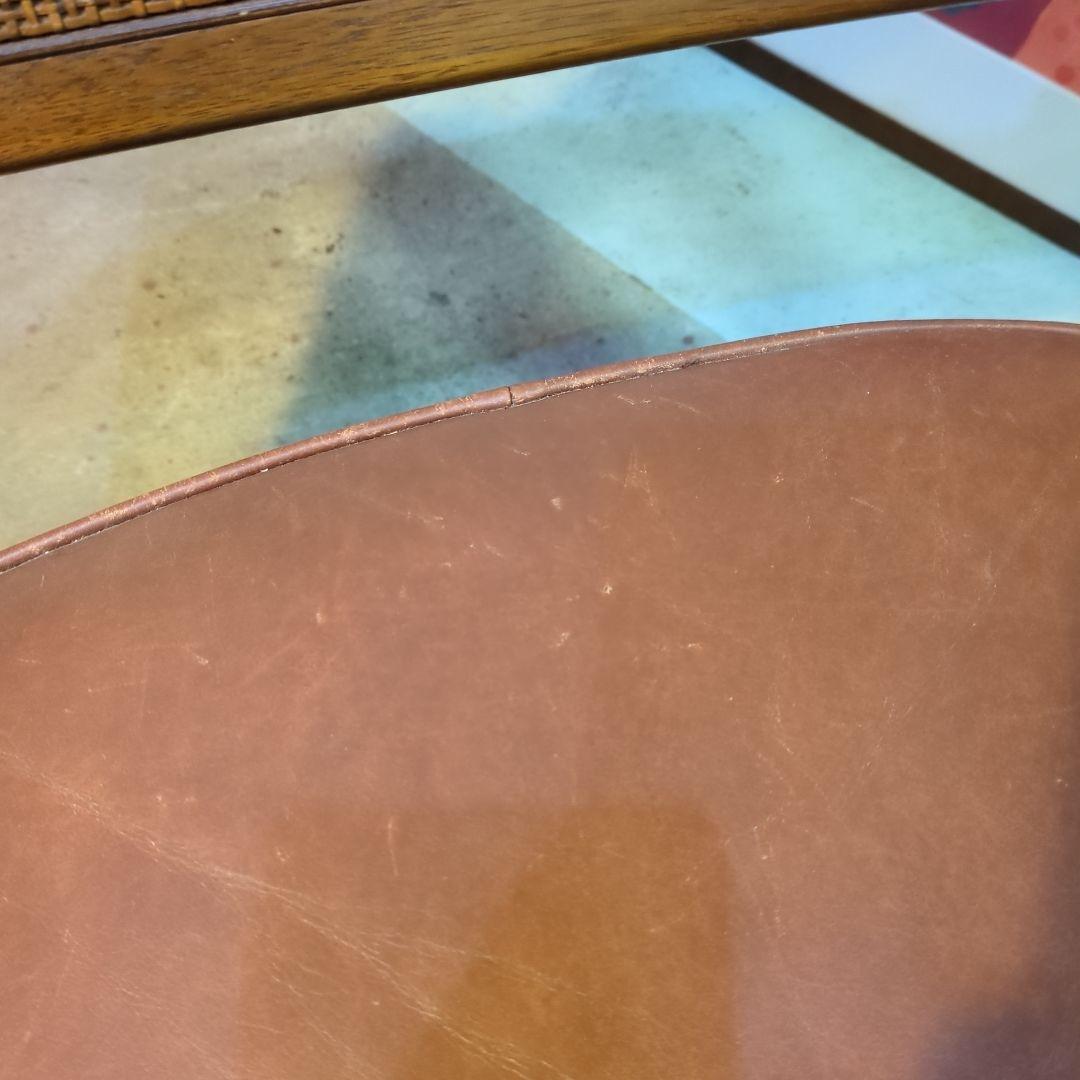 マルニ木工◆ビンテージ　ラタン　本革　ソファ　アーム　チェア 椅子 イス ④