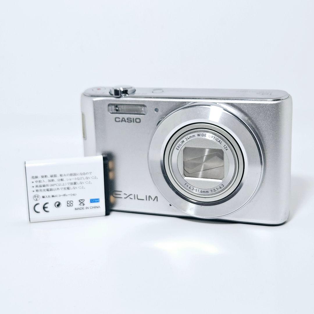 新品バッテリー 準美品 動作品 EXILIM EX-ZS180 シルバー カメラ