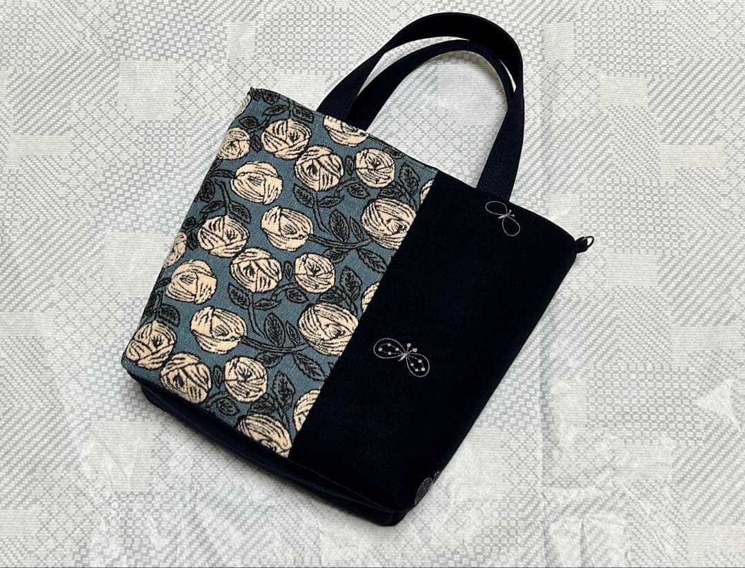 ハンドメイド＊ミナペルホネン＊rosy＋choucho＊マチ付きトート