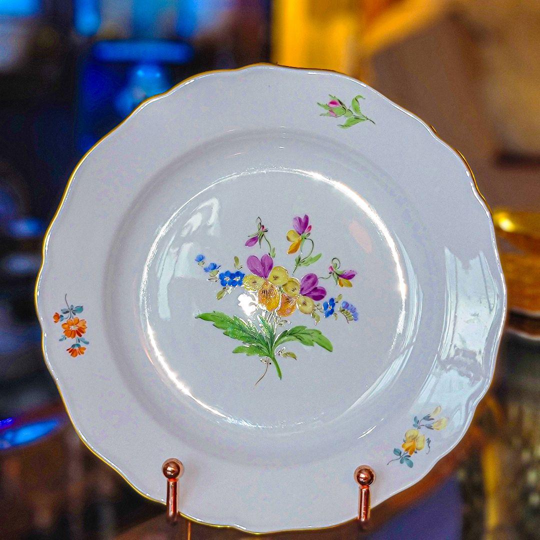 マイセン 花絵 デザートプレート 単品 金彩