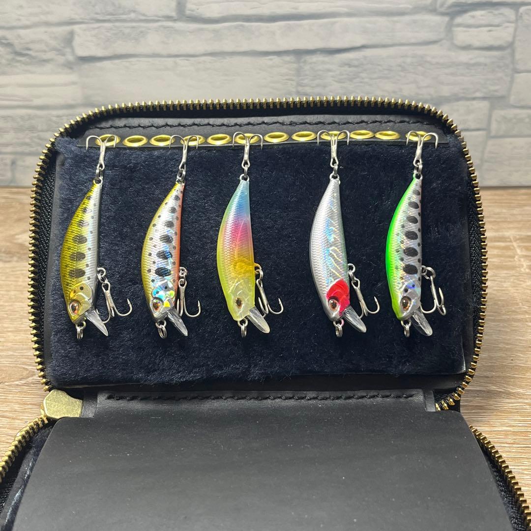 ルアーワレット　本革レザー　手染めアンティークレッド　ハンドメイド　渓流　ミノー