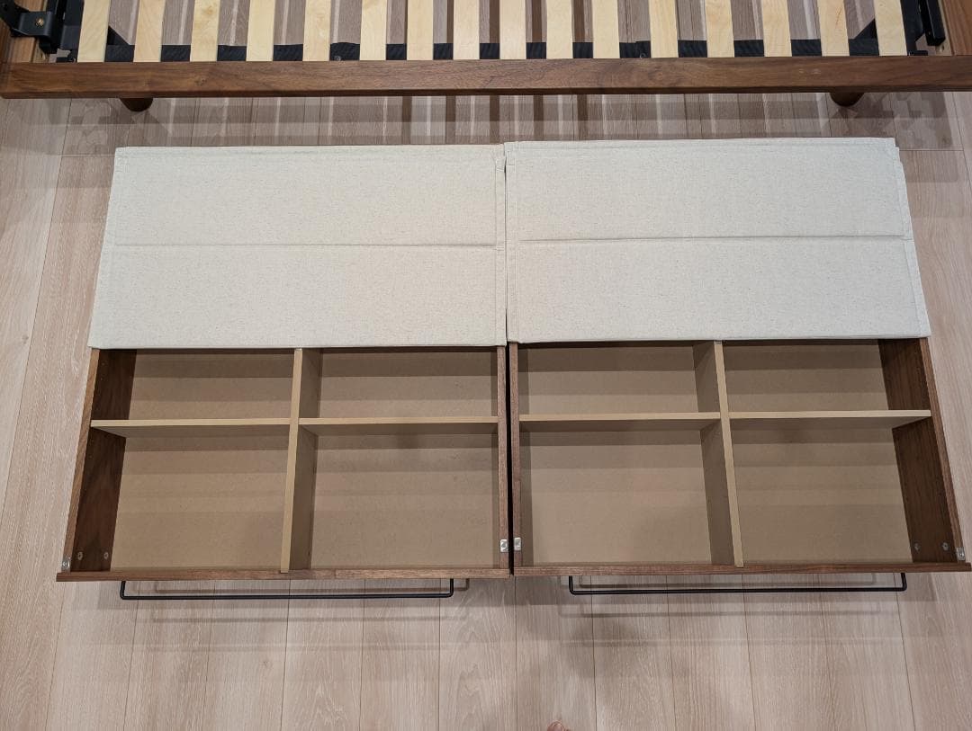 【無印良品】ダブルベッドフレーム+ヘッドボード+マットレス+ベッド下収納