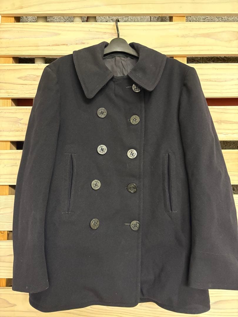 1940s WW2 US NAVY 実物 Pコート 10ボタンXL