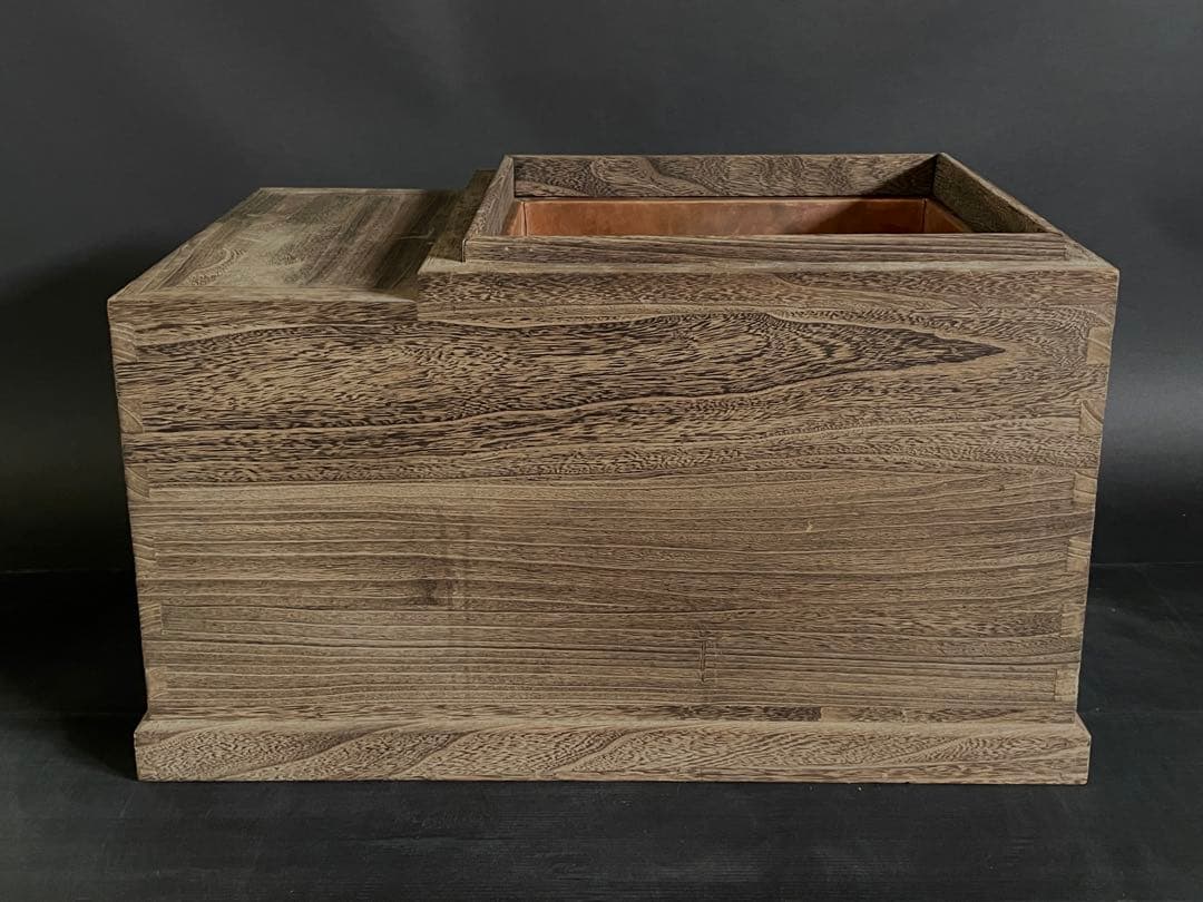 【美品】「母」 総桐 江戸火鉢 長火鉢 焼杉 無垢材 五杯 引出し （Fお）