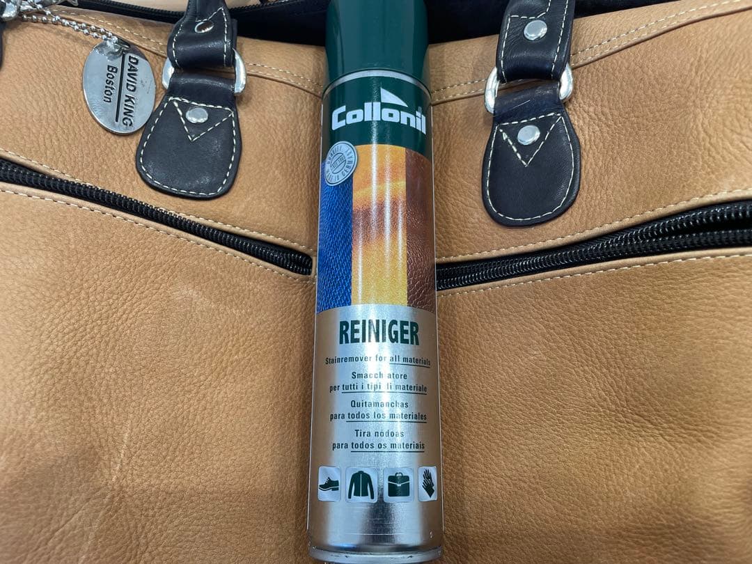 David King Bostonベージュレザーボストンバッグ