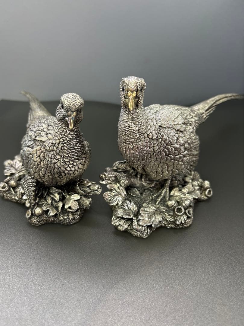 英国カントリーアーティスト社 純銀張彫刻 雄雌2体<No.1444>