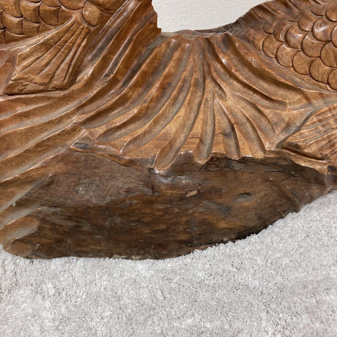 木彫り　鯉　carp fish レトロアンティーク　置物