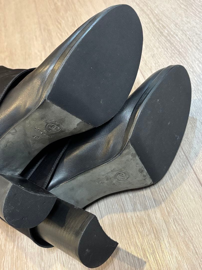 CHANELシャネル/ブーツ/ロングブーツ/黒