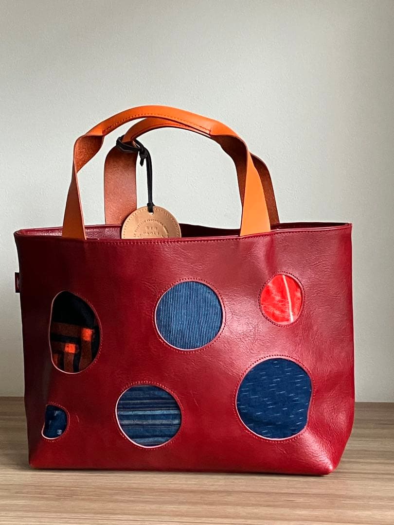 本革　トートバッグ大きめ　備後絣