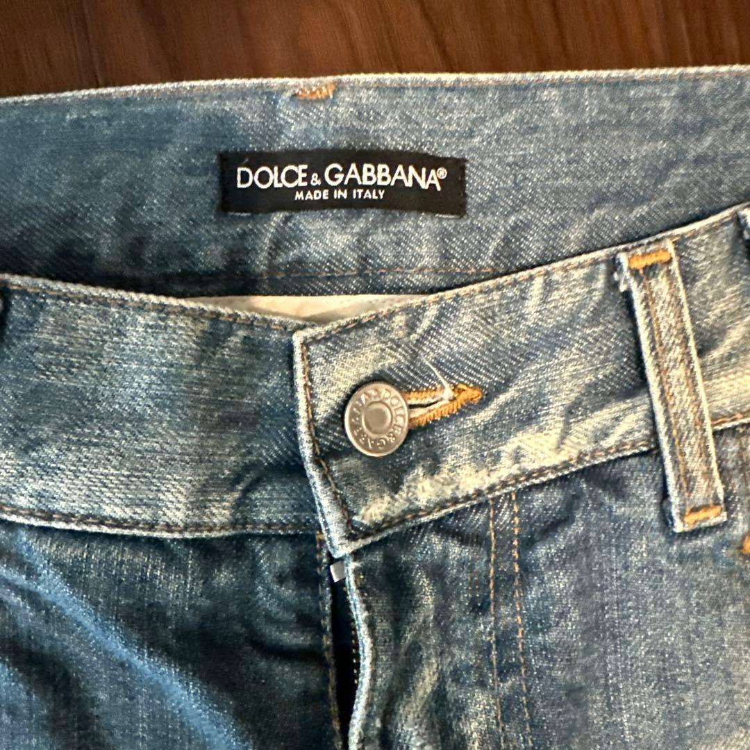 Dolce & Gabbana ライトブルー ストレートデニム ダメージ加工