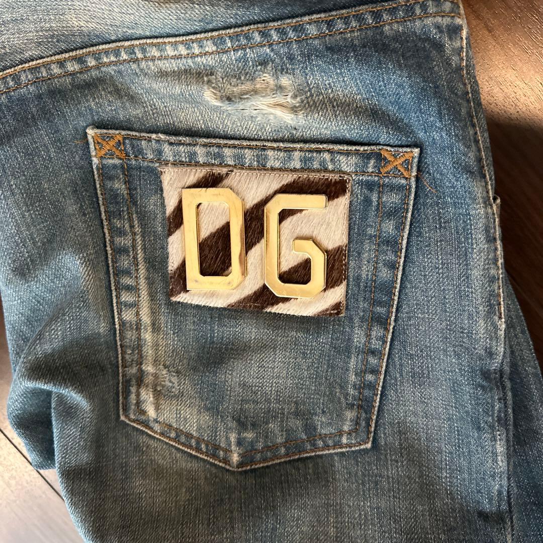 Dolce & Gabbana ライトブルー ストレートデニム ダメージ加工