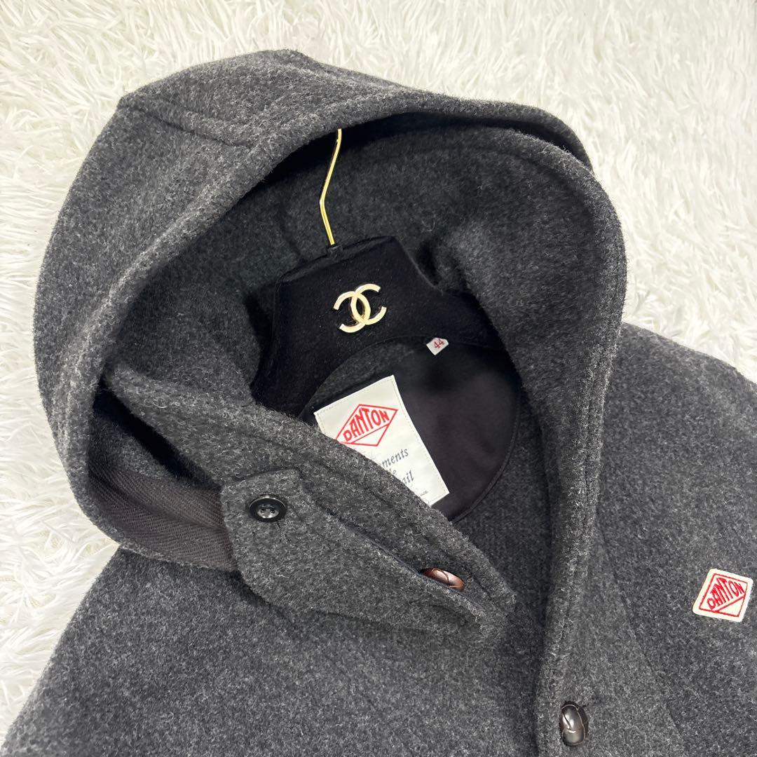 DANTON ダントン フード付き ロングコート ウール　44 大きいサイズ