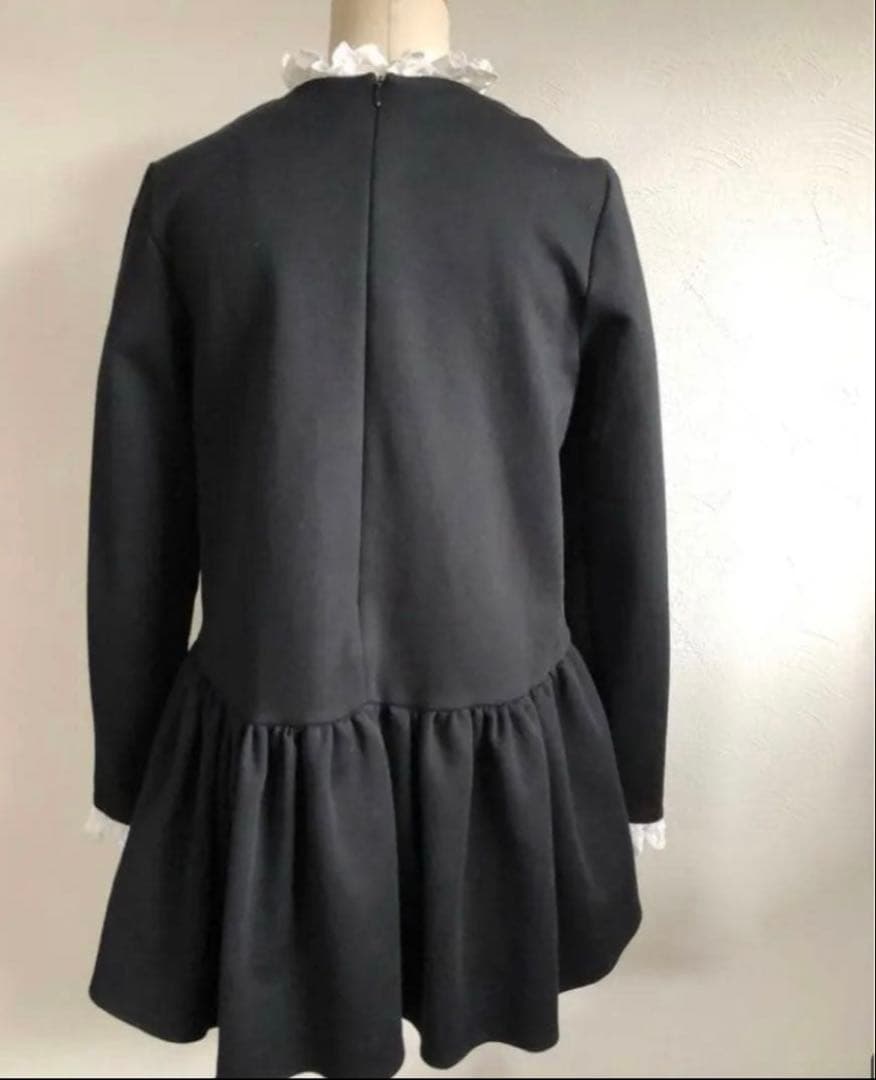 ツルバイマリコオイカワ レース襟ペプラムトップス ブラック　Eloise